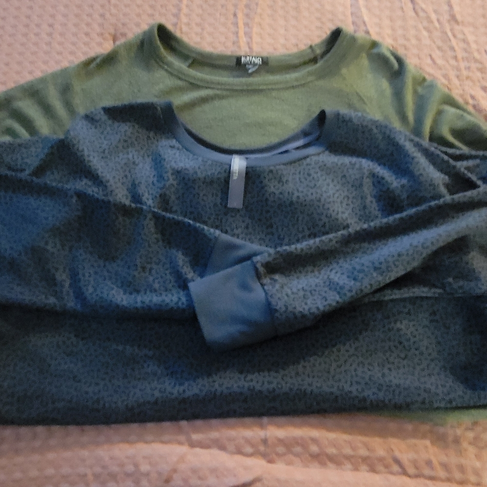 Green Sweater and Blue Leopard Print Sweater